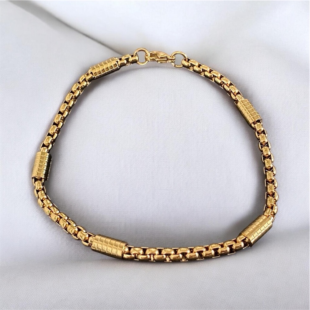 14k Gold Plated Box Chain 9 inch, 4mm men bracelet